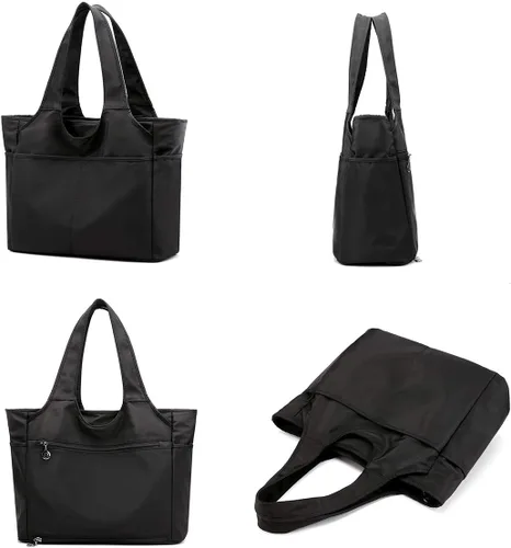 Miniatura 3 de Collsants Bolso de hombro impermeable de nailon para mujer, bolso de viaje ligero con múltiples bolsillos con cremallera