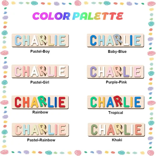 Miniatura 4 de Rompecabezas personalizado con nombre para niños pequeños de 1 a 3 años, bloques de madera con letras, números y formas, regalos personalizados