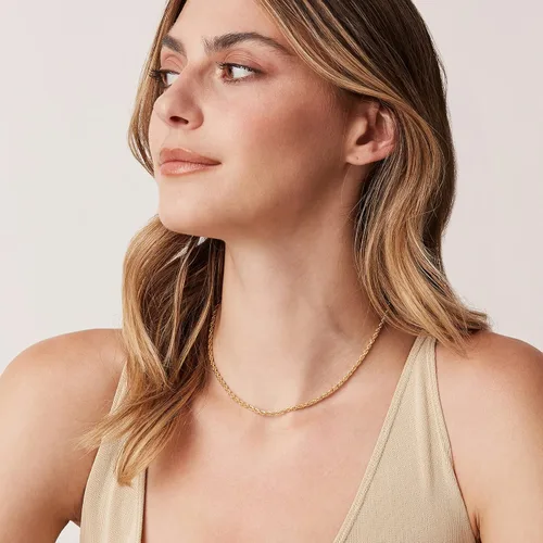 Miniatura 4 de PAVOI Collar de cadena de eslabones ajustables chapado en oro de 14 quilates para mujer Collares de cadena de oro tipo caja, cuerda, esfera