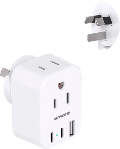 Miniatura 16 de Adaptador de enchufe de viaje europeo USB C, adaptador de enchufe internacional HANYCONY de EE. UU. a Europa, enchufe de 2 tomas, 3 puertos USB