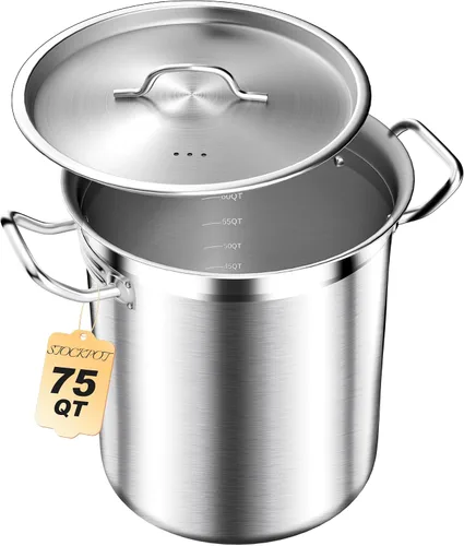 Miniatura 12 de STOCKPOT Olla de sopa de 20 cuartos de galón con tapa, olla de acero inoxidable, olla de cocina resistente para sopa, pasta, guiso, apta
