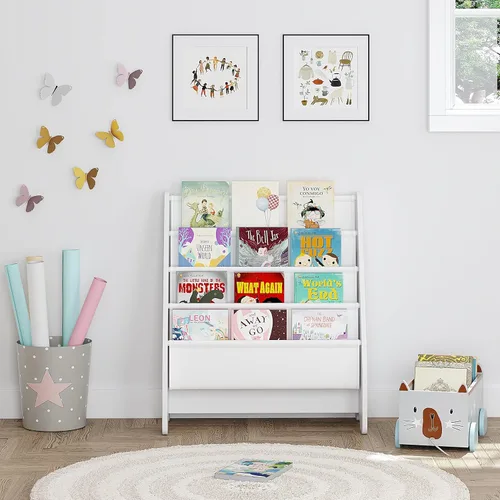 Miniatura 4 de UTEX Estantería para niños, estante para libros para habitaciones de niños, estantería de 4 niveles para niños, niños pequeños, estante para libros