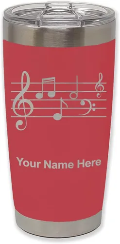 Miniatura 24 de LaserGram Vaso aislado al vacío de 20 onzas, personal de música, grabado personalizado incluido (negro)