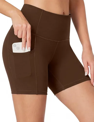 Miniatura 15 de Heathyoga Pantalones cortos de ciclismo para mujer, control de abdomen, pantalones cortos de entrenamiento de 5 pulgadas con bolsillos, cintura