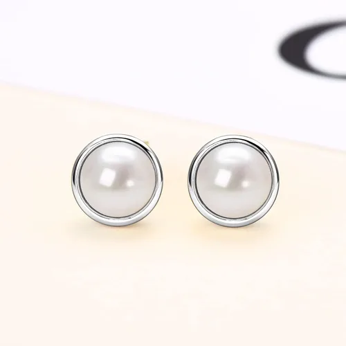 Miniatura 2 de Aretes de perlas para mujer, chapados en oro de 18 quilates, seleccionados a mano, perlas cultivadas de agua dulce AAAA, hipoalergénicos, regalo