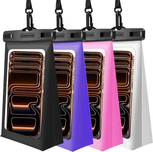 Miniatura 10 de Paquete de 4 bolsas flotantes impermeables para teléfono – Funda universal grande flotante a prueba de agua – Soporte flotante transparente