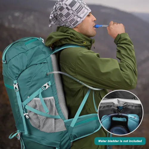 Miniatura 4 de HOMIEE 50L Hiking Backpack Travel Bag Waterproof Camping Rucksack with Rain Cover Lightweight Backpacking Backpack Verde militar