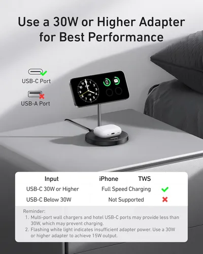 Miniatura 3 de Anker Soporte de Cargador MagGo Compatible con MagSafe, Cargador Inalámbrico para iPhone 17, Estación de Carga 2 en 1, Certificado Qi2 Carga Rápida