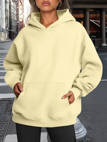 Miniatura 42 de Trendy Queen - Sudaderas extragrandes con capucha para mujer, suéteres de manga larga, sin botones, de vellón, de otoño, ropa de invierno