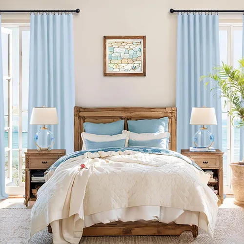 Miniatura 267 de Cortinas de lino gris claro, 2 paneles, presillas traseras, bolsillo para cortinero, semitraslúcidas, ahorran energía, estilo rústico, arpillera