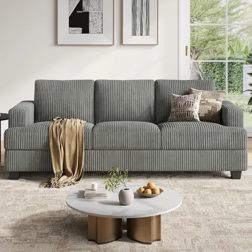 Miniatura 12 de COPIAE Sofá de 226 cm con asientos extraprofundos, sofá de 3 plazas para sala de estar, sofá moderno y cómodo, con apoyabrazos y asientos y Azul