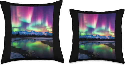 Miniatura 3 de Alaska Travel Souvenir Photo & Art Studio Hh River Alaska Landscape Aurora Borealis Northern Lights Vacay Merch - Almohada de 16 x 16 pulgadas