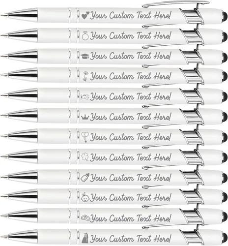 Miniatura 26 de Amlion Bolígrafos personalizados a granel, bolígrafos personalizados con lápiz capacitivo con nombre, mensaje y logotipo grabado, regalo para Rojo