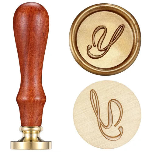 Miniatura 24 de Yoption - Sello de cera con diseño de letra del alfabeto y cabeza de latón retro, sello clásico