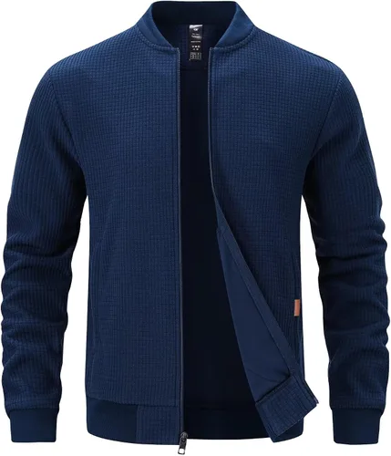 Miniatura 7 de Yundobop Chaqueta ligera con cremallera para hombre, sudadera casual elegante con bolsillo con cremallera