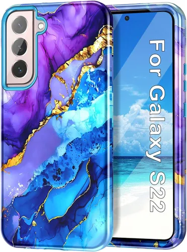 Miniatura 22 de Btscase Funda para Samsung Galaxy S22 5G de 6.1 pulgadas, Patrón de Mármol 3 en 1 Resistente de Servicio Pesado Cuerpo Completo Robusto PC Duro +