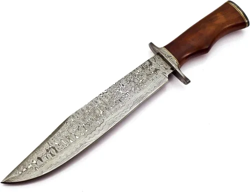 Miniatura 8 de BK-3035 Cuchillos de caza hechos a mano de acero de Damasco de 15 pulgadas - Mango de madera de rosa.