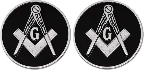 Miniatura 2 de Emblema masónico negro y plateado para automóvil, motocicleta de 3", el intercambio masónico