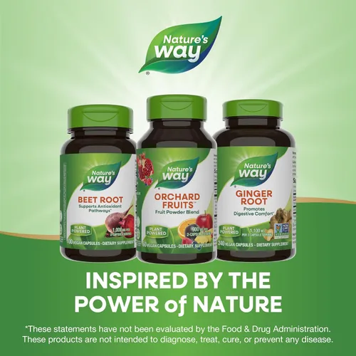 Miniatura 6 de Nature's Way Frutas de huerto, mezcla de polvo de frutas, contiene 12 frutas diferentes, 900 mg por porción de 2 cápsulas, 60 cápsulas