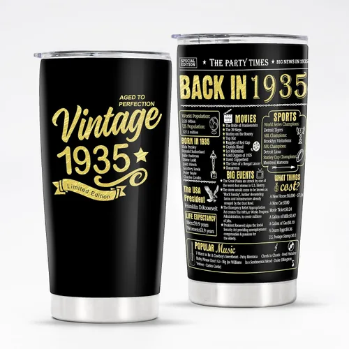 Miniatura 40 de Vasos de feliz cumpleaños 95 para hombres y mujeres, regalos de acero inoxidable en el año 1931, regalo de cumpleaños de 95 años para esposa
