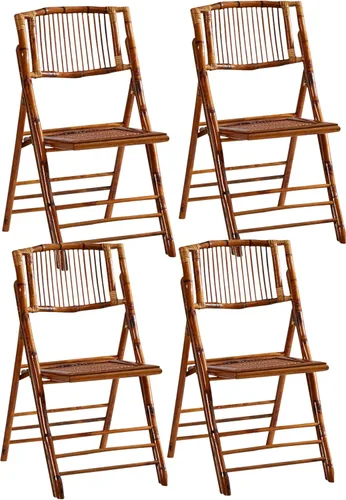 Miniatura 11 de Silla plegable de bambú, silla de comedor vintage plegable completamente mejorada con 330 libras hecha a mano para sala de estar, patio, jardín