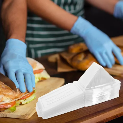 Miniatura 8 de Cabilock Caja de sándwich triangular de 5.90 x 3.34 x 3.14 pulgadas, recipiente de plástico transparente con tapa transparente para sándwiches