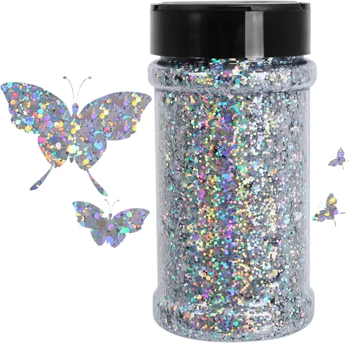 Miniatura 9 de Purpurina blanca ultrafina, 16 oz (1 lb), purpurina fina para manualidades de resina, uñas, vasos, slime, cosméticos y decoración de festivales