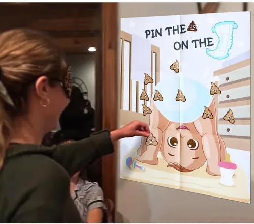 Miniatura 8 de Juegos de baby shower, pin the sticker en el pañal, juegos de baby shower, actividades temáticas de pañales, juegos de fiesta, suministros