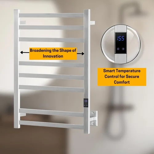 Miniatura 2 de Toallero Calefactado de 8 Barras – Calentador de Toallas Eléctrico de Calentamiento Rápido con Temperatura Ajustable y Temporizador de 24 Horas