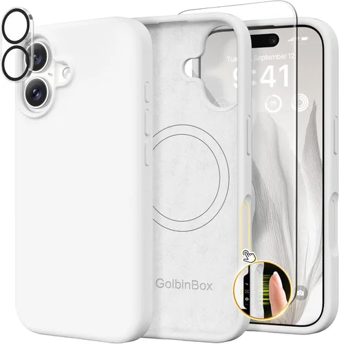 Miniatura 135 de GolbinBox Funda magnética para iPhone 17, compatible con MagSafe, cubierta de silicona integrada para control de cámara, funda de silicona líquida a