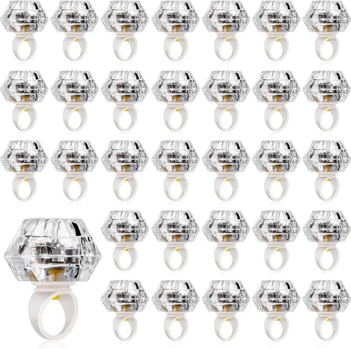 Vicenpal Paquete de 50 anillos de luz LED intermitentes, operación de Navidad, despedida de soltera, decoración de fiesta, anillos de juguete de Luz
