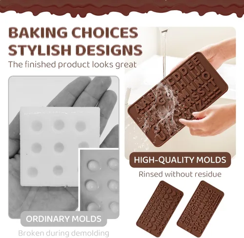 Miniatura 5 de 2 moldes de silicona para chocolate, moldes de letras de números, moldes reutilizables para dulces con símbolos de decoración de feliz cumpleaños
