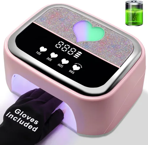 Miniatura 9 de LIMEGIRL Kit de Lámpara de Uñas LED UV para Esmalte en Gel Profesional Conjunto de Luz Secadora de Curado Rápido Rosa con 4 Temporizadores y Guantes