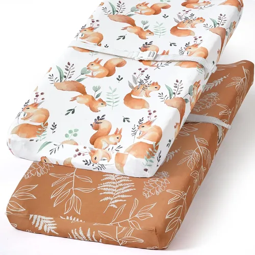 Miniatura 85 de Pack n Play Sheets, BROLEX 2 Pack Mini Crib Sheets,Stretchy Portable Fitted Playard Sheet Set, Convertible Playard Mattress Cover,Ultra Soft