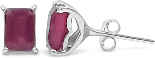 Pendientes de tuerca con cifrado de corazón de piedras preciosas naturales, 7 por 0.197 in octágono, piedra natal, aniversario, día de la madre, San