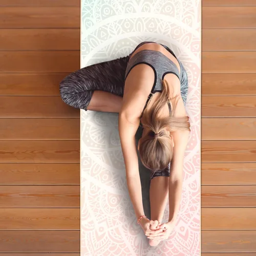 Miniatura 7 de Colorful Star Toalla de yoga con bolsillos en las esquinas, puntos de agarre antideslizantes, absorbentes del sudor, toallas para esterilla de yoga