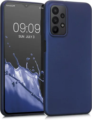 kwmobile Funda compatible con Samsung Galaxy A23 4G / 5G - Funda de silicona TPU metálica suave y delgada - Azul metálico
