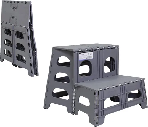 Miniatura 6 de Bee Neat Taburete plegable de 2 escalones para adultos, escalera plegable y plegable para oficina, garaje, armario, baño, taburete antideslizante