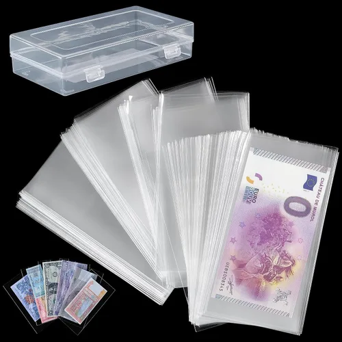 Miniatura 9 de 100 piezas de fundas para monedas - Portadólares transparentes con caja de almacenamiento, protector de billetes para colección de billetes