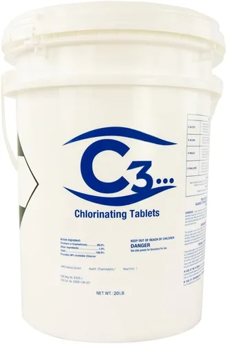 Miniatura 8 de C3... Tabletas de cloro estabilizado de 3" para piscinas Fácil de usar para piscinas sobre el suelo o enterradas Tabletas clorantes envueltas