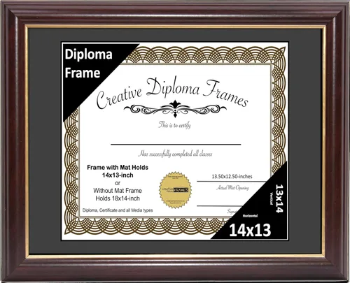 Miniatura 68 de Creative Picture Frames Marco para Diploma de Caoba con Borde Dorado de 12x16 pulgadas con Vidrio y Paspartú Negro y Colgadores de Pared Instalados
