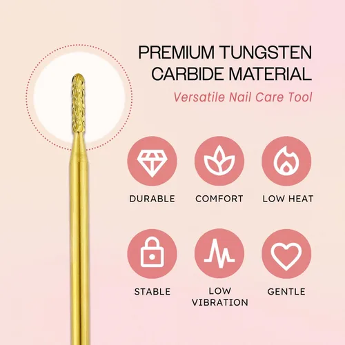 Miniatura 4 de PANA - Broca de carburo de 3/32" para limpieza de cutículas de uñas, para eliminar piel muerta, quitar esmalte en gel y acrílico, limpiador debajo