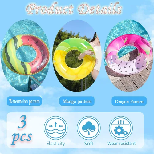 Miniatura 4 de Luau - Flotadores de piscina hawaianos - Tubos inflables para adultos, tubo inflable para piscina, anillo de natación para decoración de fiesta