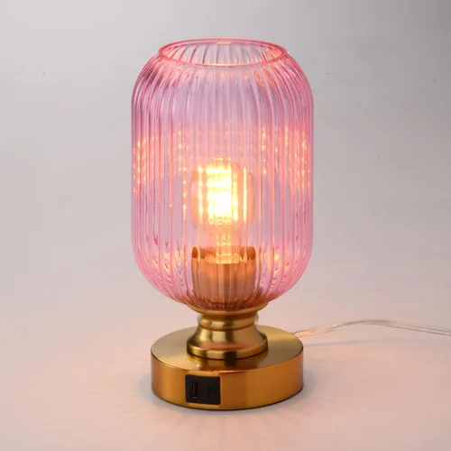 Miniatura 22 de Lámpara de mesa de vidrio de mediados del siglo, lámpara de escritorio regulable, bombilla LED incluida, temporizador incorporado, vidrio ámbar