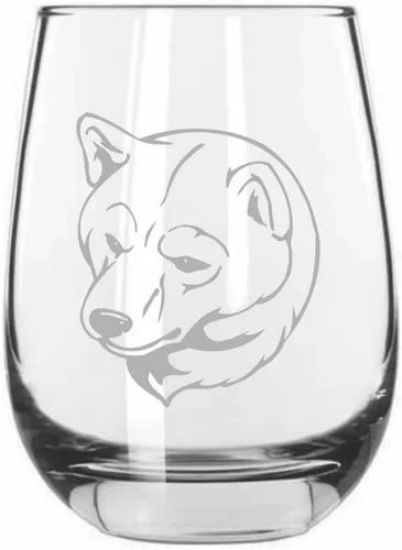 Miniatura 297 de Sakhalin Husky Dog - Copa de vino grabada personalizada de 15.25 onzas sin tallo