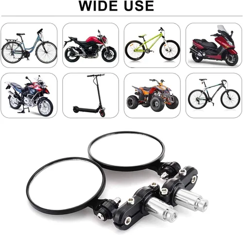 Miniatura 3 de 2 espejos laterales universales plegables redondos para manillar de motocicleta, retrovisores laterales universales plegables de 3 pulgadas