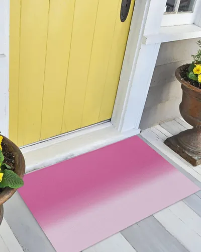 Miniatura 7 de Tapete para puerta delantera, antideslizante, absorbente, para entrada, para interiores y exteriores, tapete pequeño con patrón degradado rosa