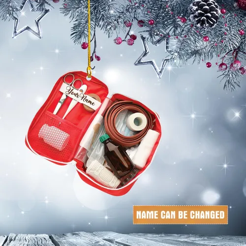 Miniatura 4 de Adorno de Navidad paramédico EMS personalizado, decoración de árbol con nombre personalizado para socorristas, profesionales médicos, regalo