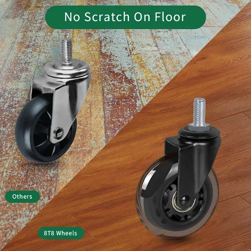 Miniatura 4 de 8T8 Ruedas giratorias para silla de oficina de 3 pulgadas de servicio pesado, juego de 5, 3/8"-16x1 (no métricas M10), ruedas giratorias de vástago