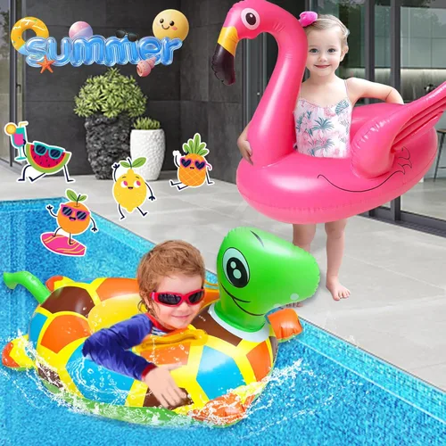 Miniatura 7 de 4 Pack Inflatable Pool Floats for Toddler Age 3-7 Animal Swim Tube Rings for Kids Infant Baby Ride on Beach Floaties with Safety Seat&Handle for